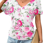 Zeagoo Women's Short Sleeve V Neck Blouse Ruched Casual Tunic Tops