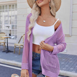 Zeagoo Women 2024 Lightweight Crochet Cardigan Long Sleeve Open Front Knit Sweater Summer Kimono Cover Up with Pockets
