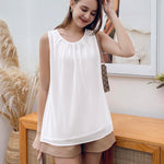 Zeagoo Blouse Top Chiffon T-Shirt Sleeveless Crew Neck Tops (DE Only)