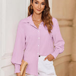 Zeagoo Women's Button Down Shirts Loose Fit Striped Printed Lantern Blouses