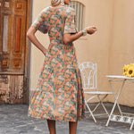 Zeagoo Midi Floral Flutter Short Sleeve Casual Dresses with Pockets