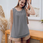 Zeagoo Blouse Top Chiffon T-Shirt Sleeveless Crew Neck Tops (DE Only)