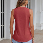 Zeagoo Tank Tops Pleated V Neck Floral Solid Loose Fit Tops