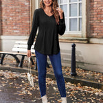 Zeagoo Blouse Women's Elegant Tunic Long Sleeve V-Neck Blouses (DE Only)