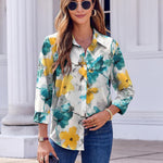 Zeagoo Button Down Shirts Dressy Floral Printed Blouse