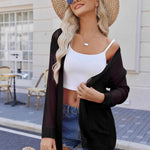 Zeagoo Women 2024 Lightweight Crochet Cardigan Long Sleeve Open Front Knit Sweater Summer Kimono Cover Up with Pockets
