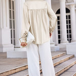 Women's Silk Button Down Shirts V Neck Long Sleeve Casual Work Office Blouse Top - Zeagoo (Us Only)
