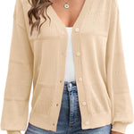 Zeagoo Cardigan Long Sleeve Crochet Shrug Soft Knit Sweater