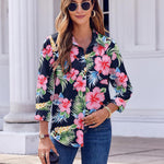 Zeagoo Button Down Shirts Dressy Floral Printed Blouse