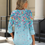 Zeagoo 3/4 Length Sleeve Tops Loose Fit Shirts Pleated Tunics
