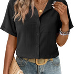 Zeagoo Short Sleeve Button Down Shirt Casual Loose Fit Blouses