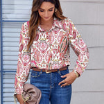 Zeagoo Button Down Shirts Dressy Floral Printed Blouse