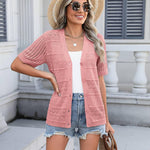 Zeagoo Short Sleeve Crochet Cardigan Button up Bolero Shrug Sweater