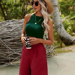 Zeagoo Shorts Casual Elastic High Waist Wide Leg Short Trousers (DE Only)