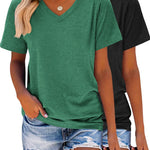 Zeagoo 2 Pack Short Sleeve Shirts Casual Soft V Neck Basic Tee