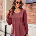 Zeagoo Blouse Women's Elegant Tunic Long Sleeve V-Neck Blouses (DE Only)