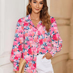 Zeagoo Women's Button Down Shirts Loose Fit Striped Printed Lantern Blouses