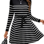 Zeagoo Women's Casual Dress Tie Waist Fall Ribbed Dress