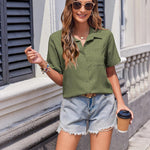 Zeagoo Short Sleeve Button Down Shirt Casual Loose Fit Blouses