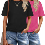 Zeagoo 2 Pack Women Tshirts Short Sleeve Crew Neck Tops