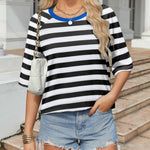 Zeagoo Oversized Loose Fit Short Sleeve Striped Tops