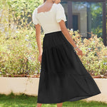 Zeagoo Maxi Skirts Boho Pleated A-Line Flowy Swing Skirt