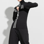 High-neck Printed Long-sleeved Slim-fit Shirt