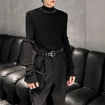 Padded Shoulder Pearl Knit T-shirt