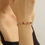 Bérénice™ | Gold Bracelet with Multicolored Hearts