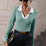 Zeagoo Bell Sleeve Lapel Sweater