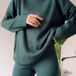 Zeagoo Chic Turtleneck Top and Slim Trousers Two-piece Set