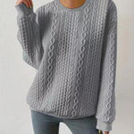 Zeagoo Cable Knit Drop Shoulder Sweatshirt