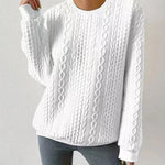Zeagoo Cable Knit Drop Shoulder Sweatshirt