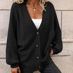 Zeagoo Women's Button Down Horizontal-Ribbing Longline Cardigan