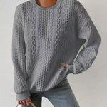 Zeagoo Cable Knit Drop Shoulder Sweatshirt