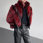 Stage Party Patchwork Leather Warm Faux Fur Coat