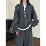 Relaxed Brushed Sweatshirt Casual Machete Pants Two-piece Suit