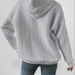 Zeagoo Cable Textured Drop Shoulder Drawstring Hoodie Sweatshirts