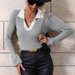 Zeagoo Bell Sleeve Lapel Sweater