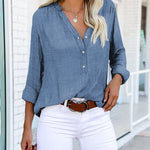 Zeagoo Shirts Half-Button Down T Shirt Solid Collared Plus Size V Neck Cute Blouse Tops
