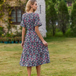 Zeagoo Damen Elegant V-Ausschnitt Kleider A Linie Kurzarm Freizeitkleid (DE Only)