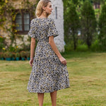 Zeagoo Damen Elegant V-Ausschnitt Kleider A Linie Kurzarm Freizeitkleid (DE Only)
