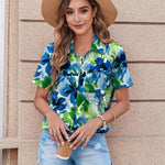 Zeagoo Button Down Shirt Bust Pocket Short Sleeve Blouses
