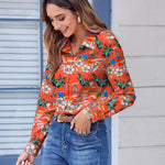 Zeagoo Button Down Shirts Dressy Floral Printed Blouse