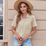 Zeagoo Button Down Shirt Bust Pocket Short Sleeve Blouses