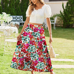 Zeagoo Maxi Skirts Boho Pleated A-Line Flowy Swing Skirt