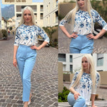Zeagoo 3/4 Length Sleeve Tops Loose Fit Shirts Pleated Tunics