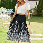 Zeagoo Maxi Skirts Boho Pleated A-Line Flowy Swing Skirt