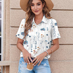 Zeagoo Button Down Shirt Bust Pocket Short Sleeve Blouses
