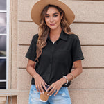 Zeagoo Button Down Shirt Bust Pocket Short Sleeve Blouses